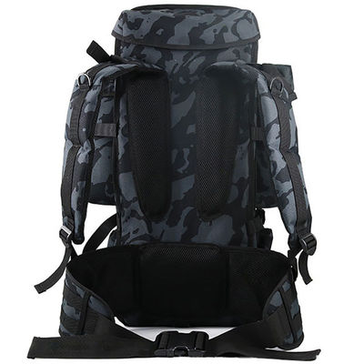 야외 해변 하이킹 캠핑 70L 검은색 배낭 Zipper Hasp 폐쇄