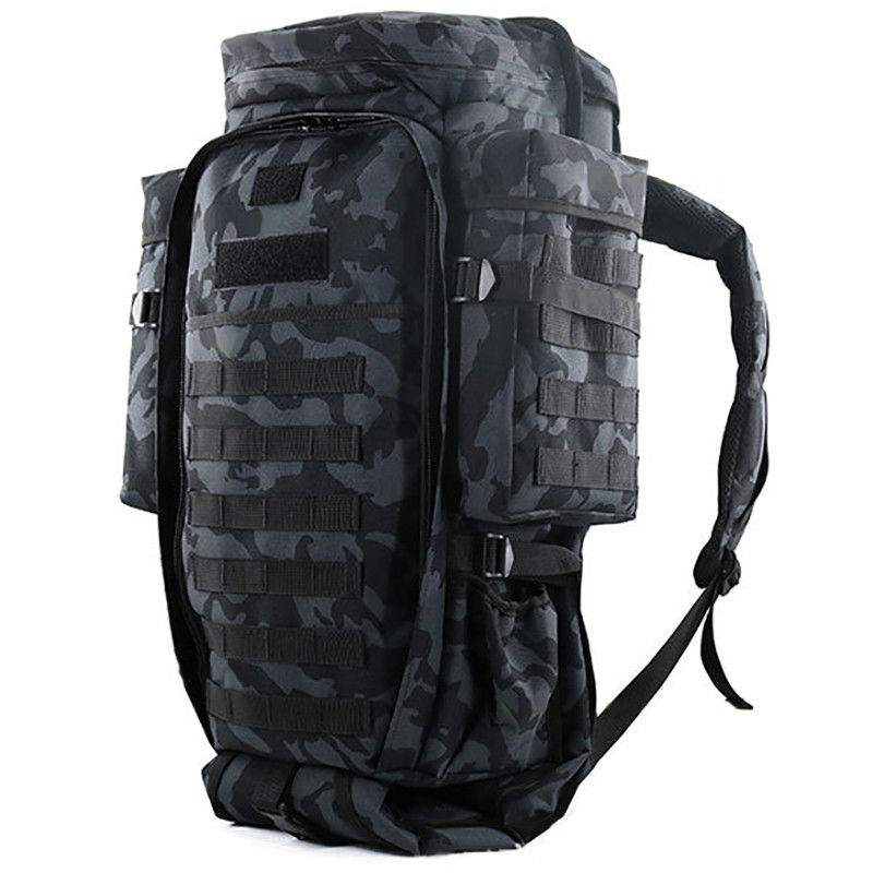 야외 해변 하이킹 캠핑 70L 검은색 배낭 Zipper Hasp 폐쇄